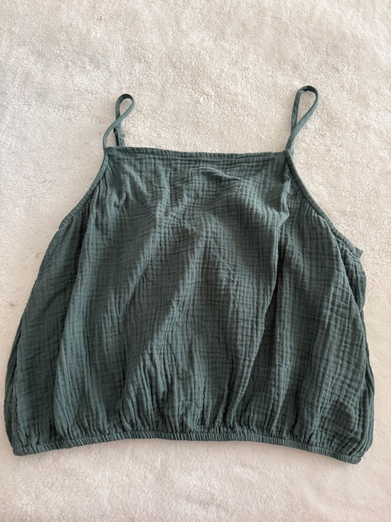 Listicle Tops - Listicle Dark Green Textured Spaghetti-Strap Cami